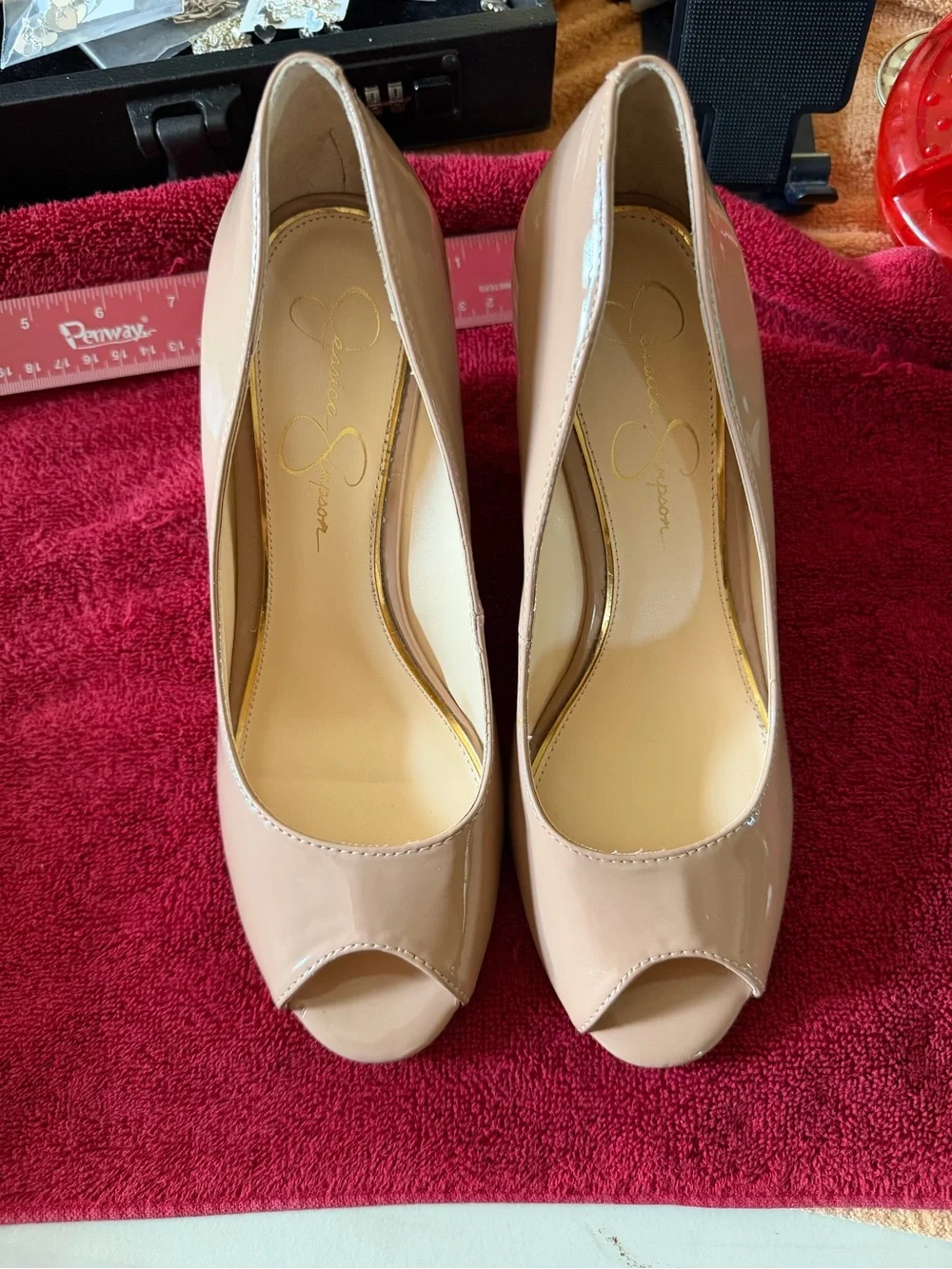 Jessica Simpson Blush Patent Peep-Toe Heels